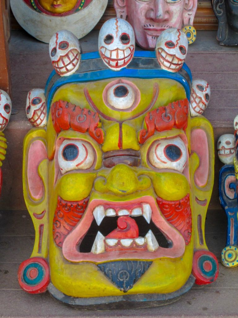 This is a photo of a massive mask in the shape of gods…