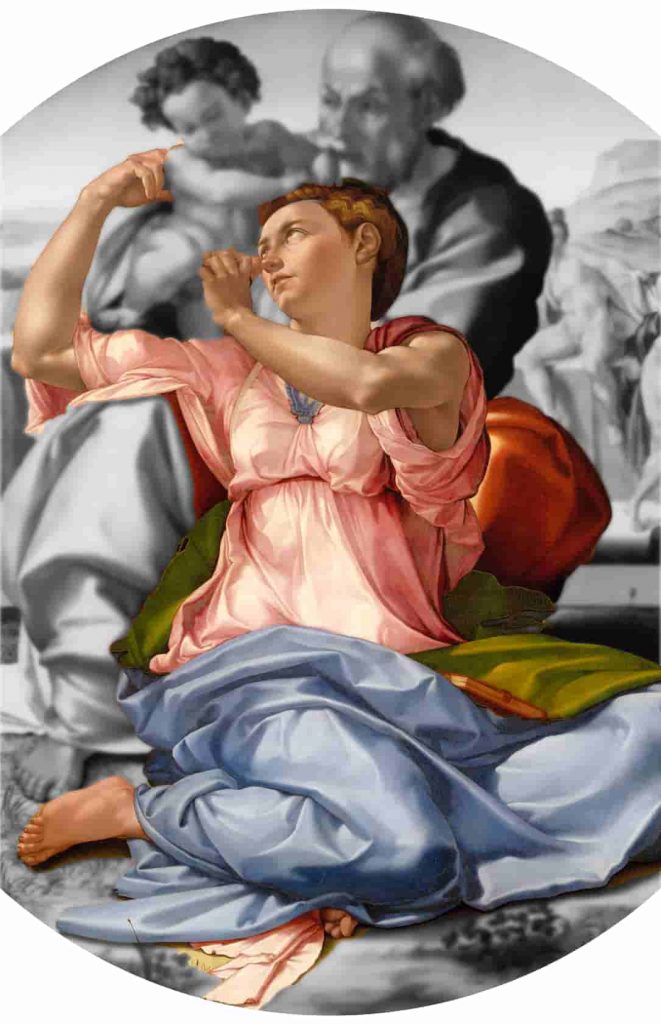 The perfect twist of Mary's body suggests the idea of ​​tension and movement.