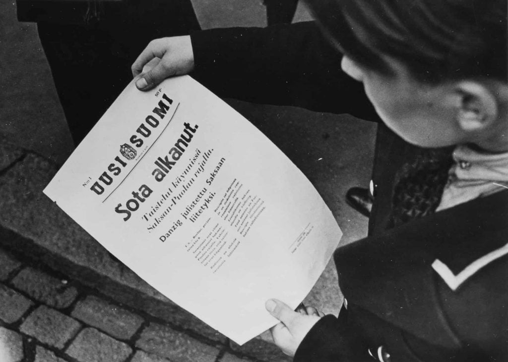 Finnish newspaper reads second world war has started