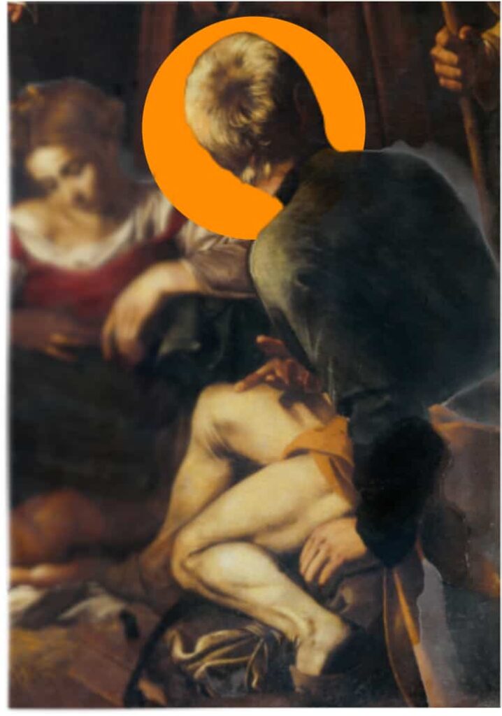 Saint Joseph in Caravaggio’s Nativity with Saints Lorenzo and Francesco