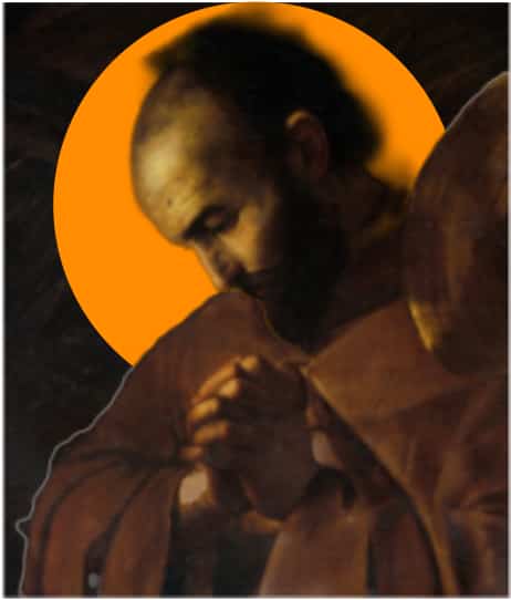 Saint Francis in  Caravaggio’s Nativity with Saints Lorenzo and Francesco