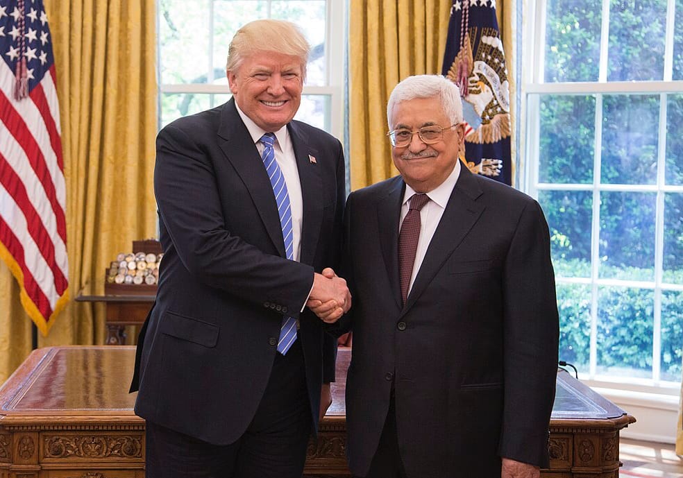Mahmoud Abbas expressed 'astonishment' after the Trump administration blocked the PLO from attending the 80th UNGA debates. Photo: Abbas with US President Donald Trump, May 2017. © White House/Public Domain