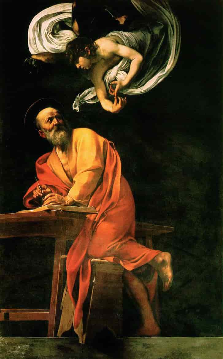 Second version of Saint Matthew and the Angel: Oil on canvas, 296.5×195 cm, Church of San Luigi dei Francesi, Rome